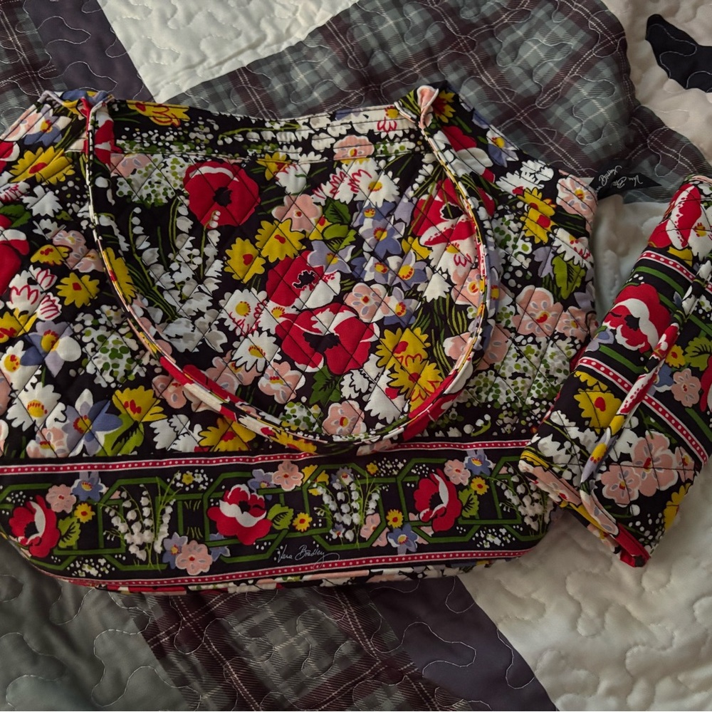 Vera Bradley Purse with Matching Wallet - Poppy Fields